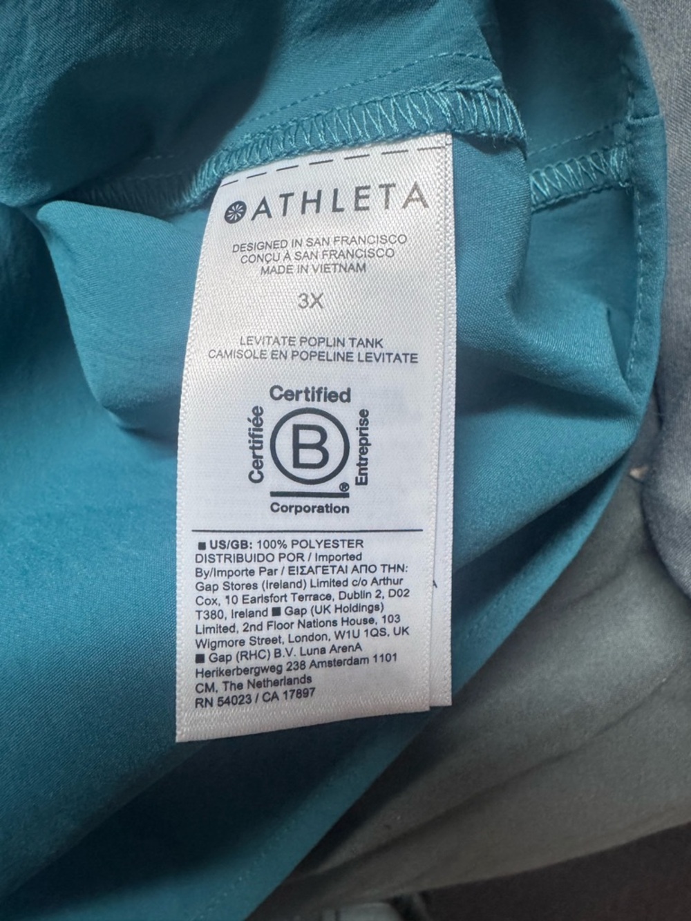NWT Athleta Levitate Poplin Tank Blue 3X Oversized Button Front Cinch Waist Top - Picture 7 of 8